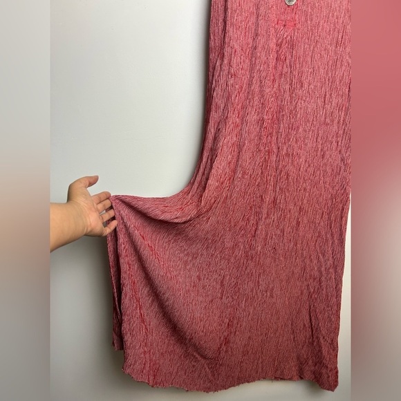 VTG Y2K Barbara Lerner Midi Dress S Red 3D slit hem Boho minimalist Confort SOFT - Picture 4 of 12